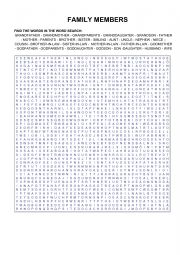 Family members Word search