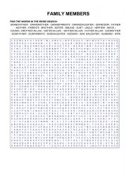 English Worksheet: Family members Word search