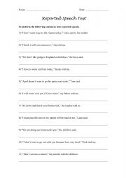 Reported speech worksheet