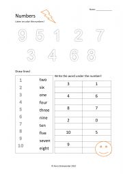 Writing numbers from 0 to 10
