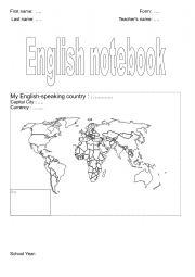 English Worksheet: notebook cover