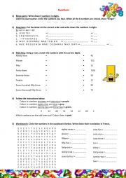 Numbers worksheet