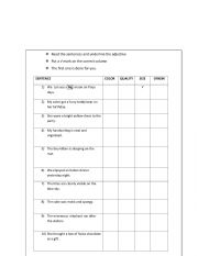 English Worksheet: ADJECTIVES 0F QUALITY/COLOR/SIZE & ORIGIN