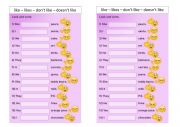 English Worksheet: Likes and dislikes