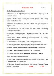 English Worksheet: 8th form giagnostic test
