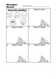 English Worksheet: Draw the weather