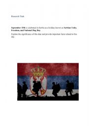English Worksheet: Serbia Research Task 