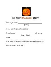 English Worksheet: First Halloween Story