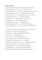 English Worksheet: IDIOMATIC EXPRESSIONS: