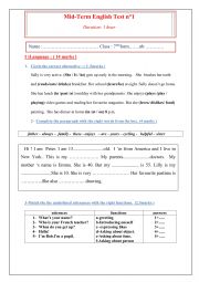 English Worksheet: Mid-Term Test n1