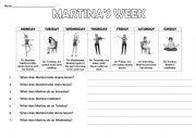 English Worksheet: MARTINA�S WEEK