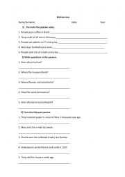 English Worksheet: Passive voice test