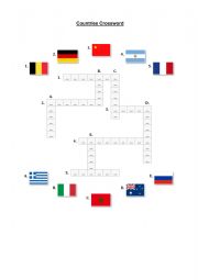 English Worksheet: Countries Crossword