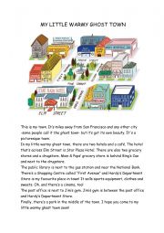 English Worksheet: Places in town - prepositions of place reading comprehension