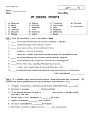 Traveling related vocabulary 