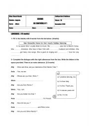 English Worksheet:  Mid-term ordinary test 1  7th form