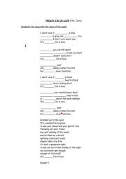 English Worksheet: Friday I�m in love
