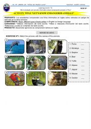 English Worksheet: ENDANGERED ANIMALS
