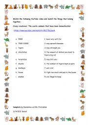 English Worksheet: Exotic animals listening exercise