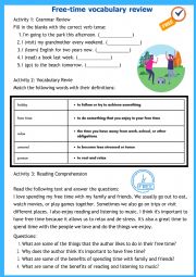 Free time vocabulary review