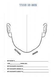 English Worksheet: THIS IS ME INSIDE AND OUTSIDE!