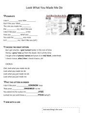 English Worksheet: Look What You Made Me do