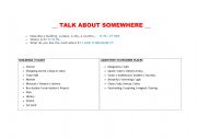 English Worksheet: TALK ABOUT SOMEHERE