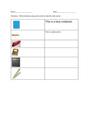 English Worksheet: School tools and colors
