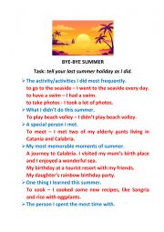 English Worksheet: Bye-Bye summer!