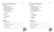 English Worksheet: present simple test - personal info