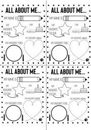 English Worksheet: all about me