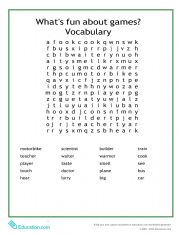 English Worksheet: What�s fun about games - vocabulary