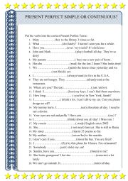 English Worksheet: PRESENT PERFECT SIMPLE AND CONTINUOUS