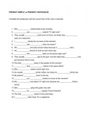 English Worksheet: PRESENT SIMPLE vs PRESENT CONTINUOUS