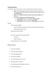 English Worksheet: From active voice to passive voice