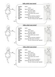 English Worksheet: Hello Sparkle! Hello Bob!