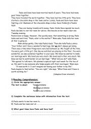 English Worksheet: marriage problems