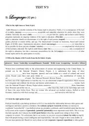 English Worksheet: mid term test for bac students 