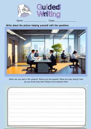 English Worksheet: Guided writing 2- the office