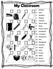 English Worksheet: My Classroom