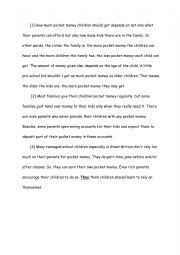 English Worksheet: Pocket Money