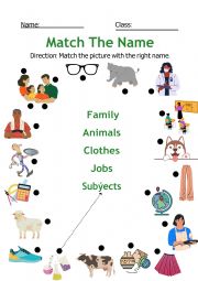 English Worksheet: Match the picture with the group
