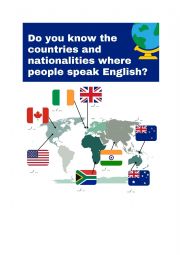 English Worksheet: English-speaking countries & nationalities