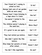 English Worksheet: Tag questions memory game