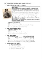 English Worksheet: past simple, regular and irregular verbs