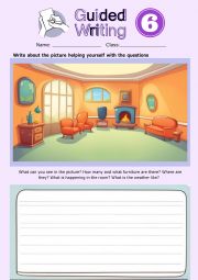 English Worksheet: Guided writing 6 - the sitting-room