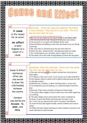English Worksheet: CAUSE AND EFFECT
