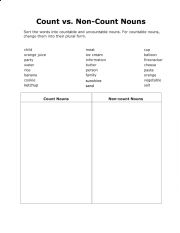 English Worksheet: Count & Noncount Nouns