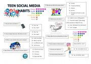 English Worksheet: Social Media Habits Pair Work