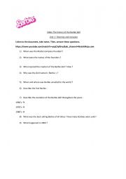 English Worksheet: Video the History of the Barbie doll worksheet